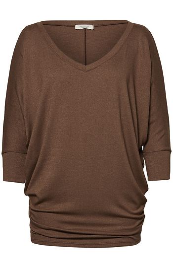 Nadia Quarter Sleeve Dolman V-Neck Hacci Top Slide 1