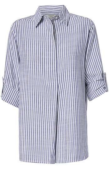 Long Sleeve Striped Collared Shirt Slide 1