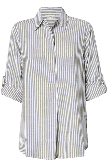 Long Sleeve Striped Collared Shirt Slide 1