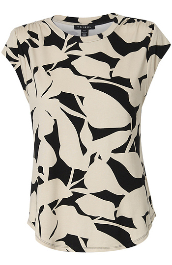 Printed Cap Sleeve Top Slide 1