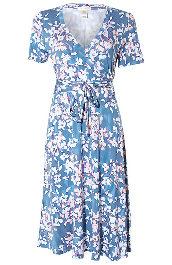 Faux Wrap Printed Midi Dress Slide 1