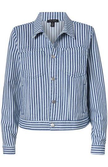 Long Sleeve Striped Denim Jacket Slide 1