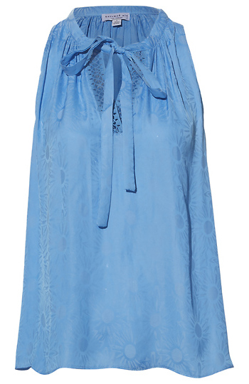 Halter Neck Blouse with Lace Trim Slide 1