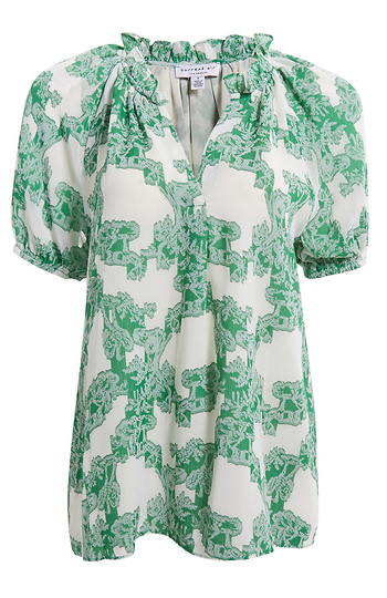 Split Ruffled Neck Top Slide 1