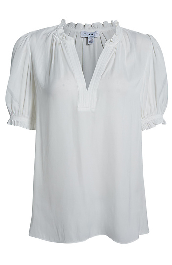 Ruffled Split Neck Blouse Slide 1