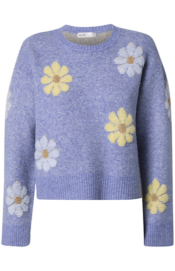 Flower Round Neck Sweater Slide 1