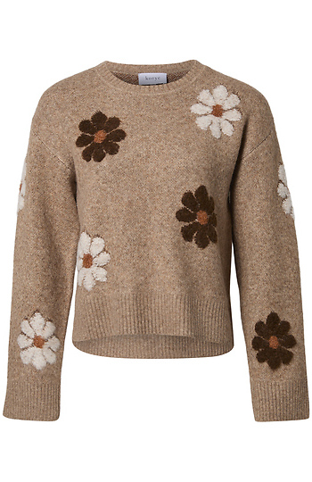 Flower Round Neck Sweater Slide 1
