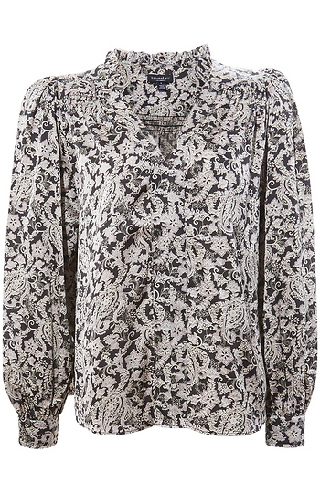 Jacquard Paisley Long Sleeve Blouse Slide 1