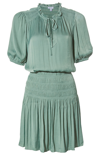 Ruffled Split Neck Mini Dress Slide 1