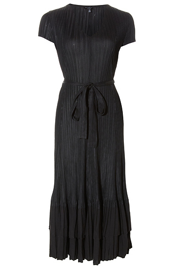 Pleated V Neck Dress Slide 1