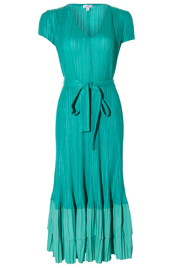 Pleated V Neck Dress Slide 1