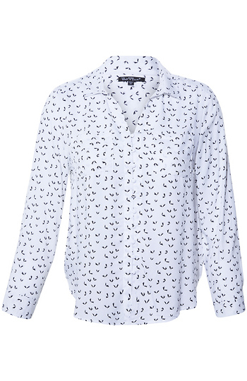 Velvet Heart Button Front Printed Top Slide 1
