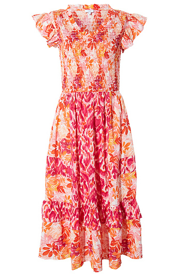 Floral Smocked Midi Dress Slide 1