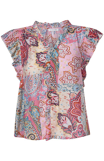 V-Neck Short Sleeve Printed Top Slide 1