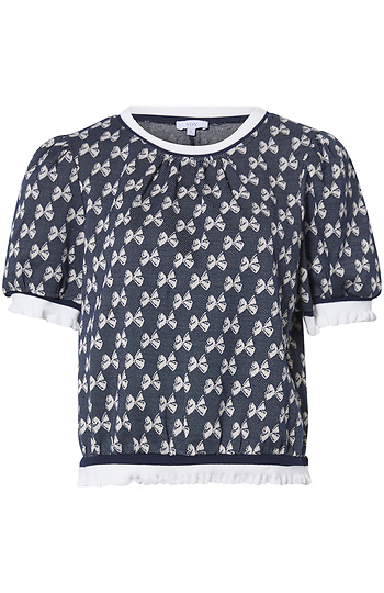 Printed Puff Sleeve Top Slide 1
