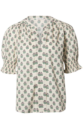 Split Neck Printed Blouse Slide 1