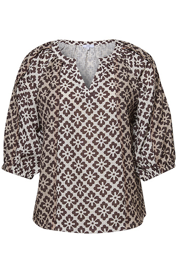 Floral Geometric V-Neck Blouse Slide 1