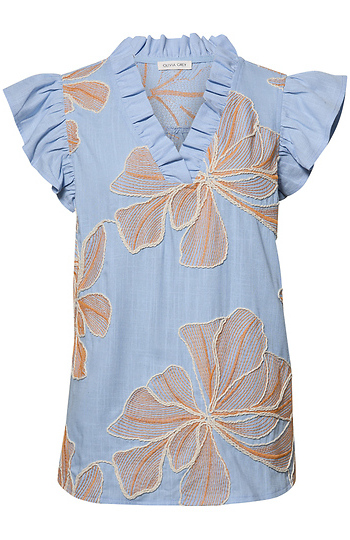 Ruffle V-Neck Blouse Slide 1