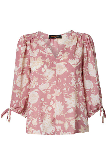 Sleeve Tie V-Neck Top Slide 1