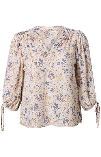 Floral Tie Sleeve Blouse Slide 1