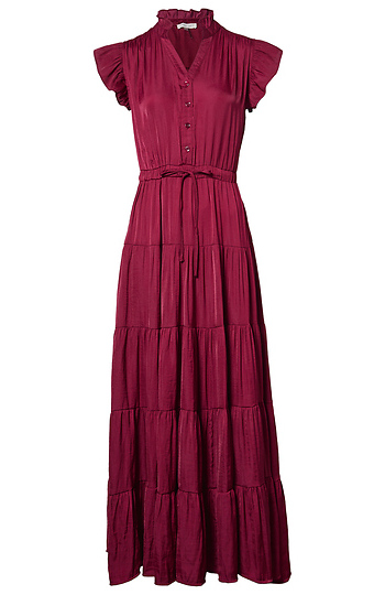 Tiered Maxi Satin Dress Slide 1