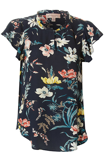 Flutter Sleeve Neck Blouse Slide 1