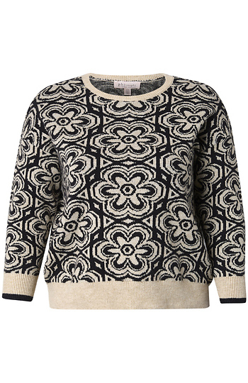 Crew Neck Floral Sweater Slide 1