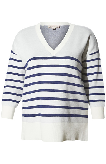 Striped V-Neck Pullover Slide 1