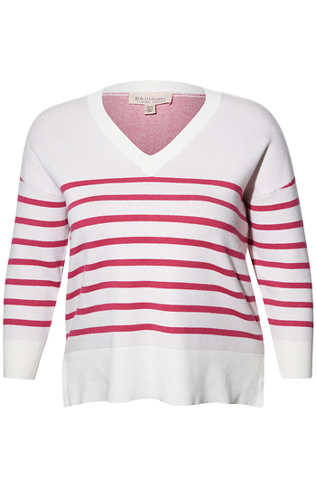 Striped V-Neck Pullover Slide 1