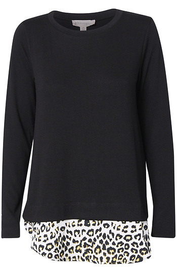 Contrast Hem LS Knit Top Slide 1
