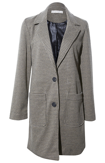 Houndstooth Single Breasted Long Coat Slide 1
