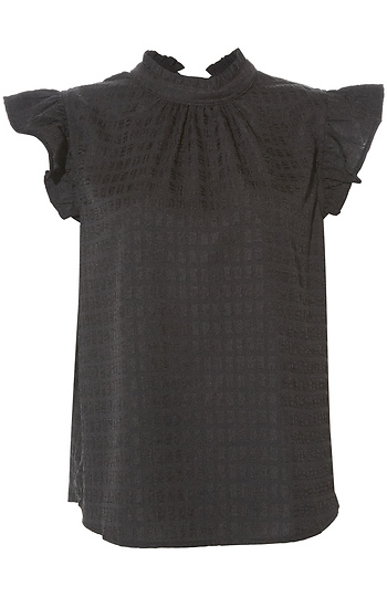 Ruffle Sleeve Split Neck Top Slide 1