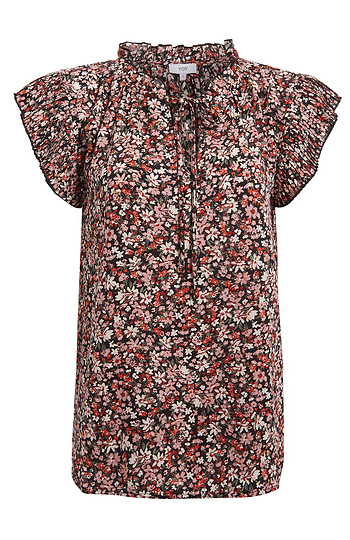 Pleated Sleeve Floral Top Slide 1