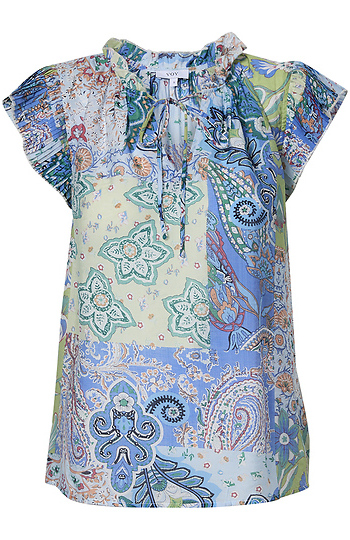 Split Neck Printed Top Slide 1