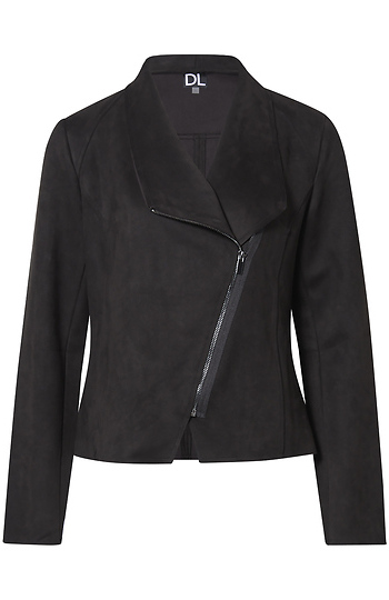 Faux Suede Drape Collar Jacket Slide 1