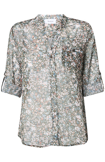 Button Front Long Sleeve Blouse Slide 1