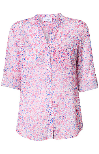 Button Front Long Sleeve Blouse Slide 1