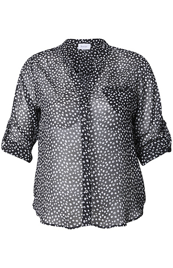 Button Front Long Sleeve Blouse Slide 1