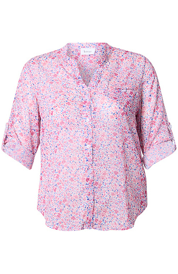 Button Front Long Sleeve Blouse Slide 1