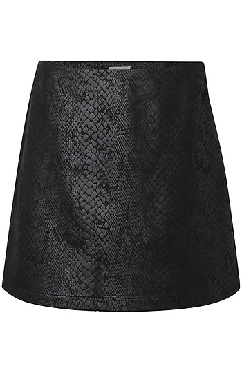 Snake Embossed Mini Skirt Slide 1