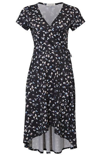 Faux Wrap Short Sleeve Dress Slide 1