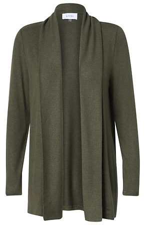 Ribbed Collar Brushed Cardigan in Olive XS - XL | DAILYLOOK