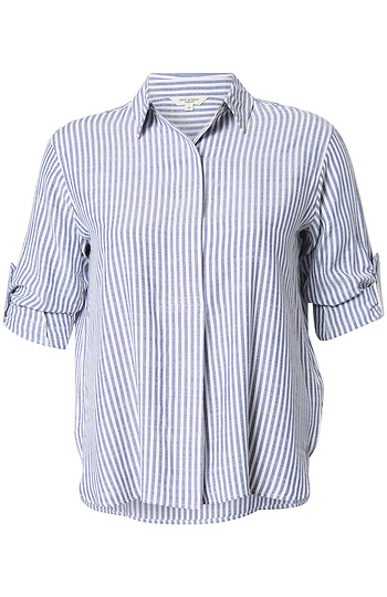 Striped Roll Tab Sleeve Shirt Slide 1