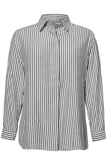 Striped Roll Tab Sleeve Shirt Slide 1