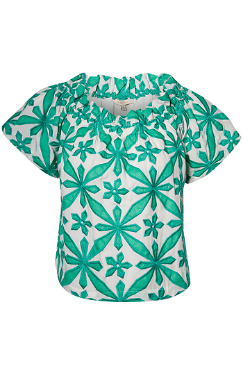 Short Sleeve Embroidered Top Slide 1