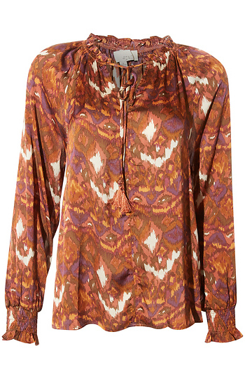 Printed Tie Neck Blouse Slide 1