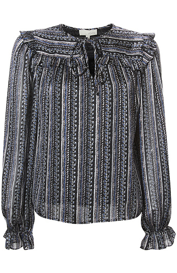 Tassel Tie Neck Blouse Slide 1