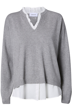 fig L london 　weather jumper SK グレー Twofer Sweater Top in Grey/White XS - XL | DAILYLOOK