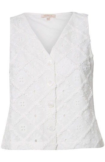 Eyelet V-Neck Top Slide 1