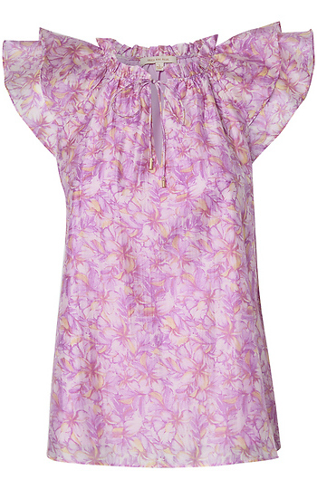 Ruffled Floral Print Top Slide 1